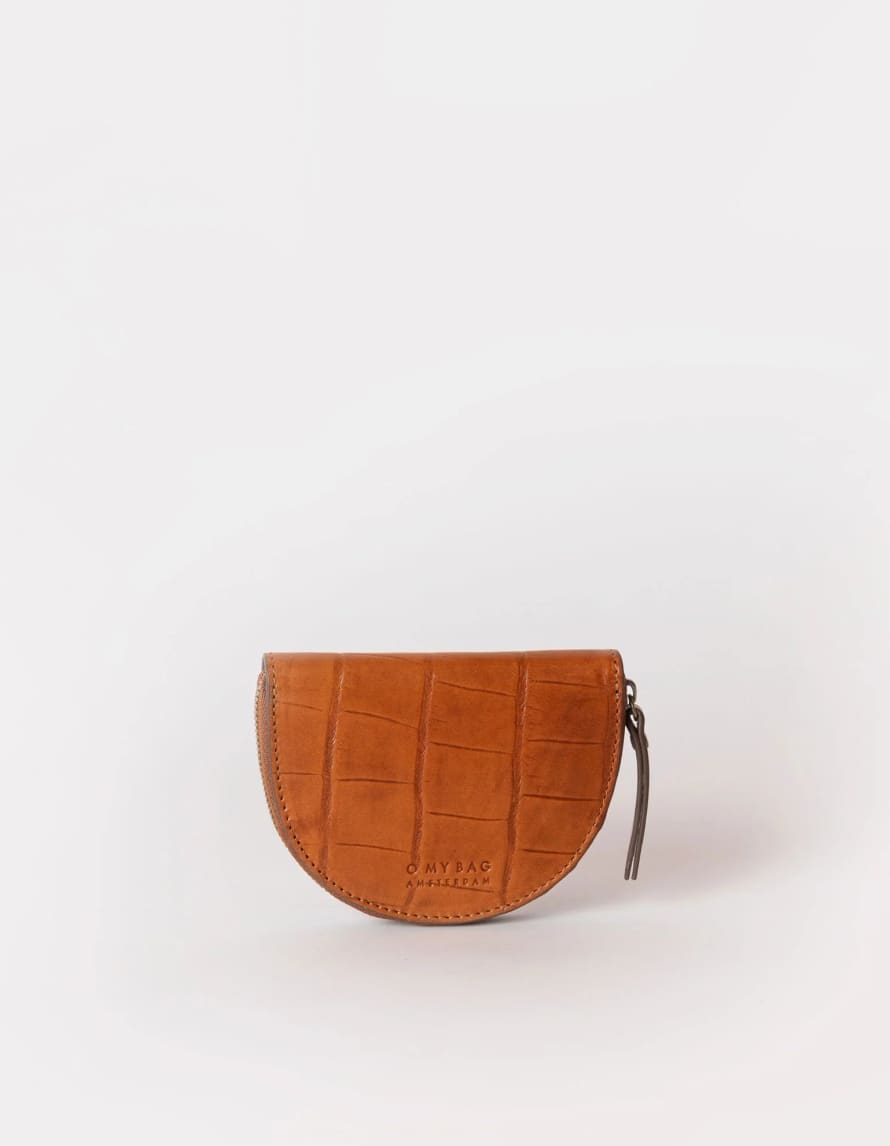 O My Bag  Laura Sustainable Leather Coin Purse - Cognac Croco