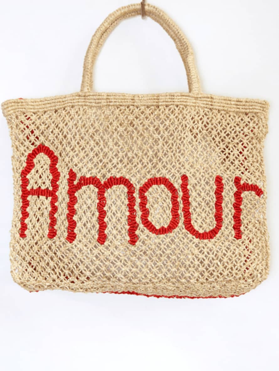 The Jacksons Natural and Scarlet Amour Jute Bag
