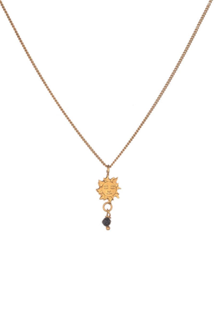 Amanda Coleman Sun Pendant Necklace With Bead In Gold