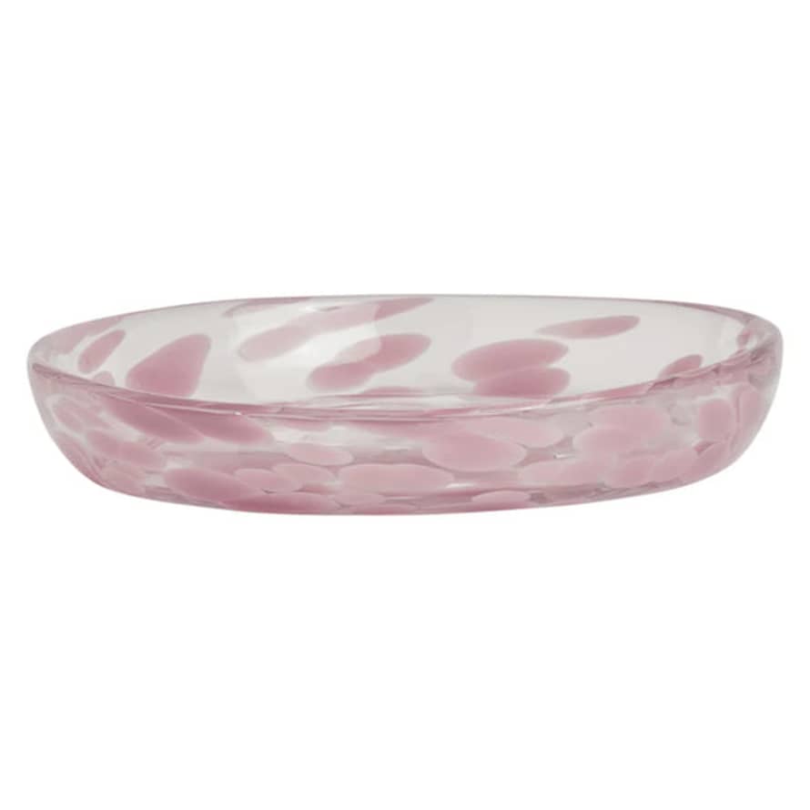 OYOY Jali Glass Dessert Plate In Rose - Living Design
