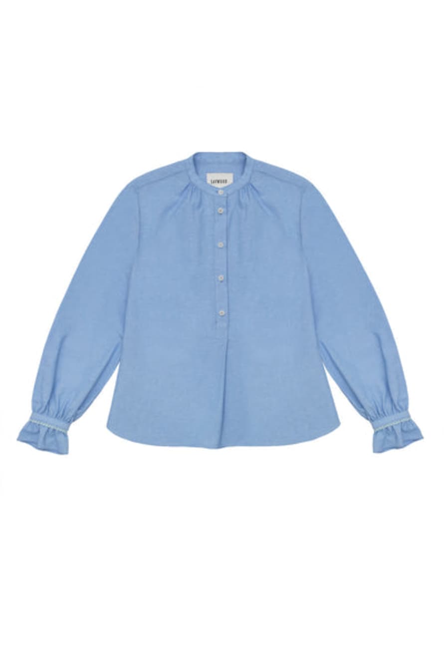 Saywood Marie Gather Neck A-line Blouse In Blue Recycled Cotton