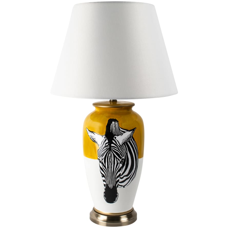 Grand Illusions Large Zebra Lamp With White Shade
