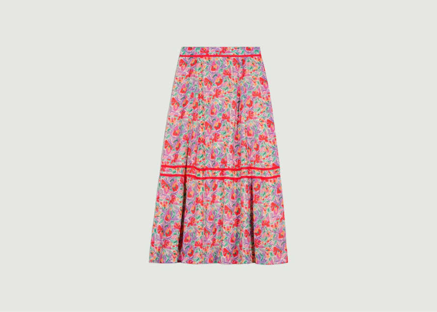 BA&SH Aliya Floral Print Midi Skirt