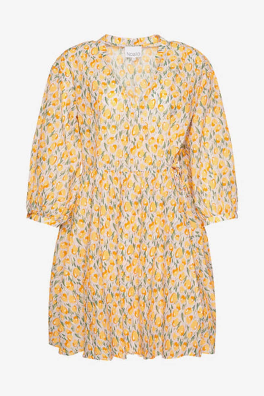 Noella Orange and Lavender Flower Mara Wrap Dress