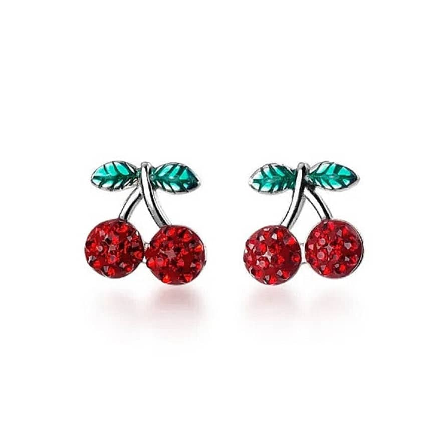 Curiouser Collection Sterling Silver Cherry Stud Earrings