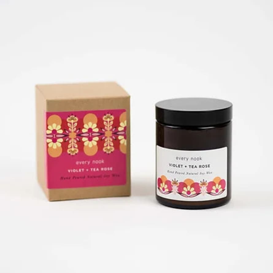 Every Nook Violet + Tea Rose Soy Wax Candle