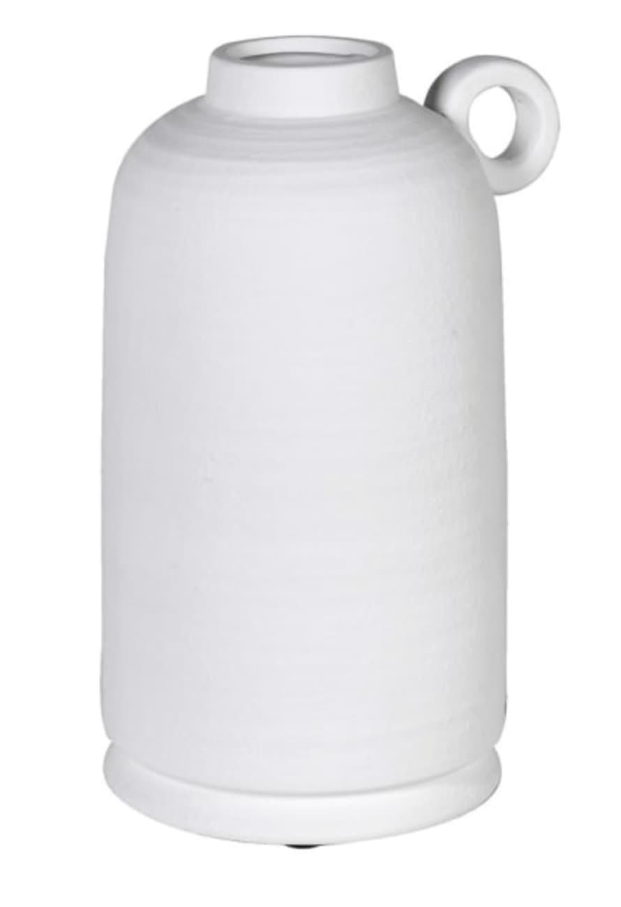 THE BROWNHOUSE INTERIORS White Cement Vase with Handle 