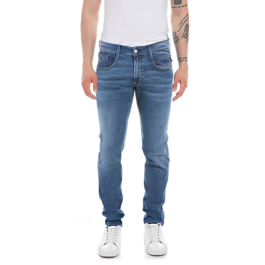 Replay Hyperflex Re Used Anbass Slim Tapered Jeans - Stonewash Blue