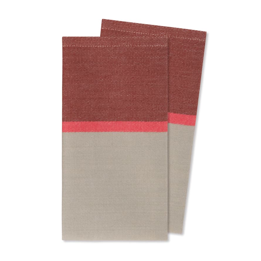 Remember Table Napkins In Pure Cotton Raspberry Design Set of 2