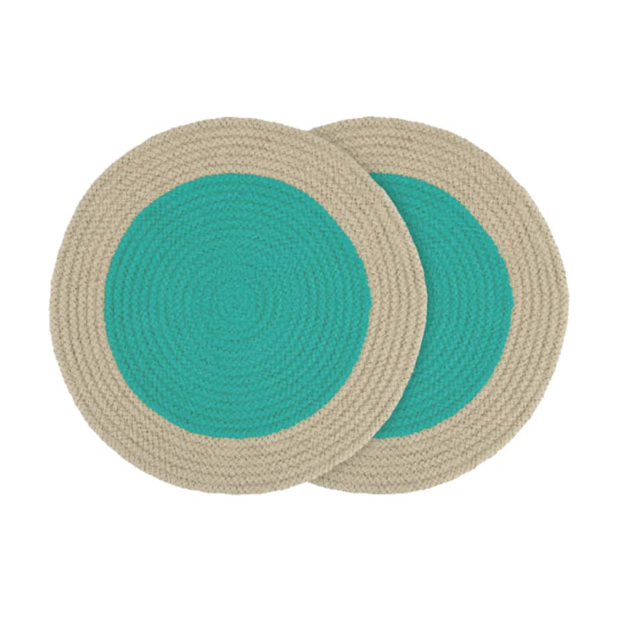 Remember Table Placemats In Cotton Rope In Mint Set of 2