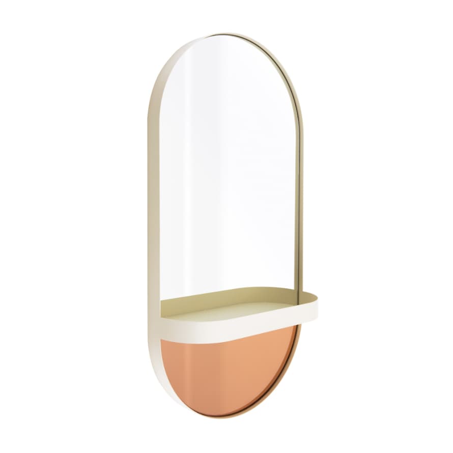 Remember Wall Mirror with Shelf Oval Shape In Cream Wall Mounted