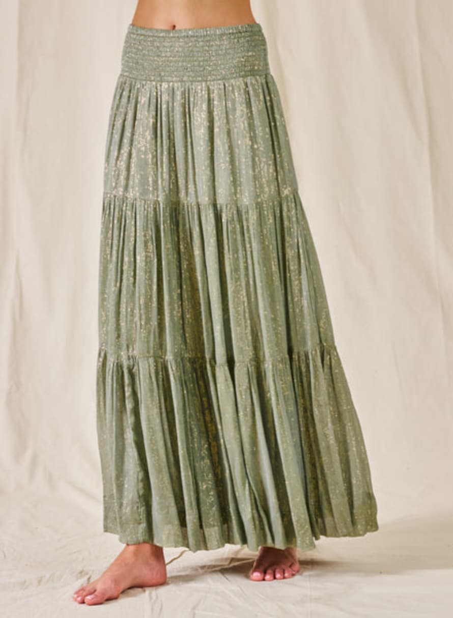 M.A.B.E Selma Tiered Skirt - Green