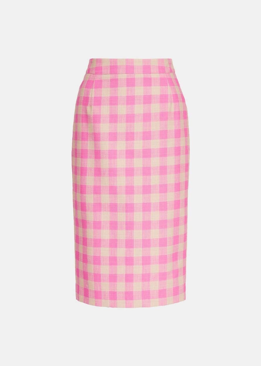 Essentiel Antwerp Drowsy Pink Check Pencil Skirt
