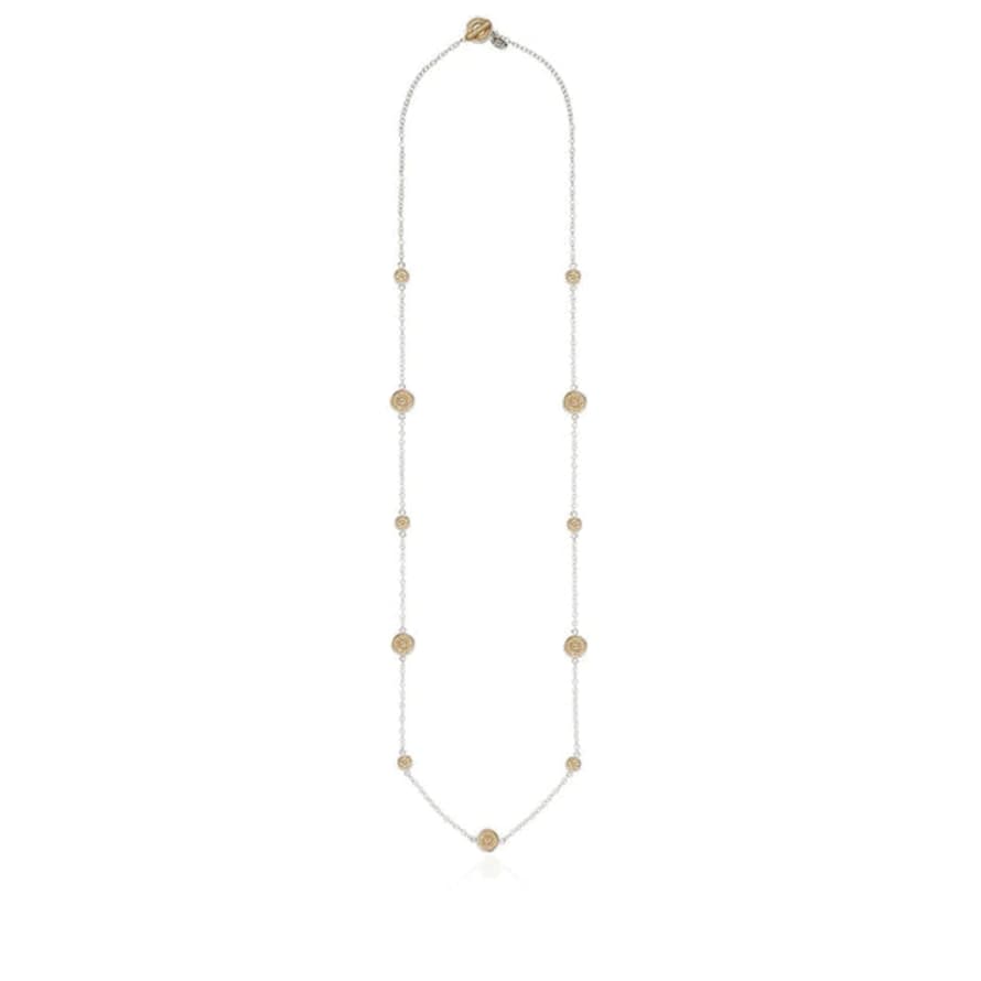 Anna Beck Multi Long Station Multi Disc Necklace - Silver & Gold