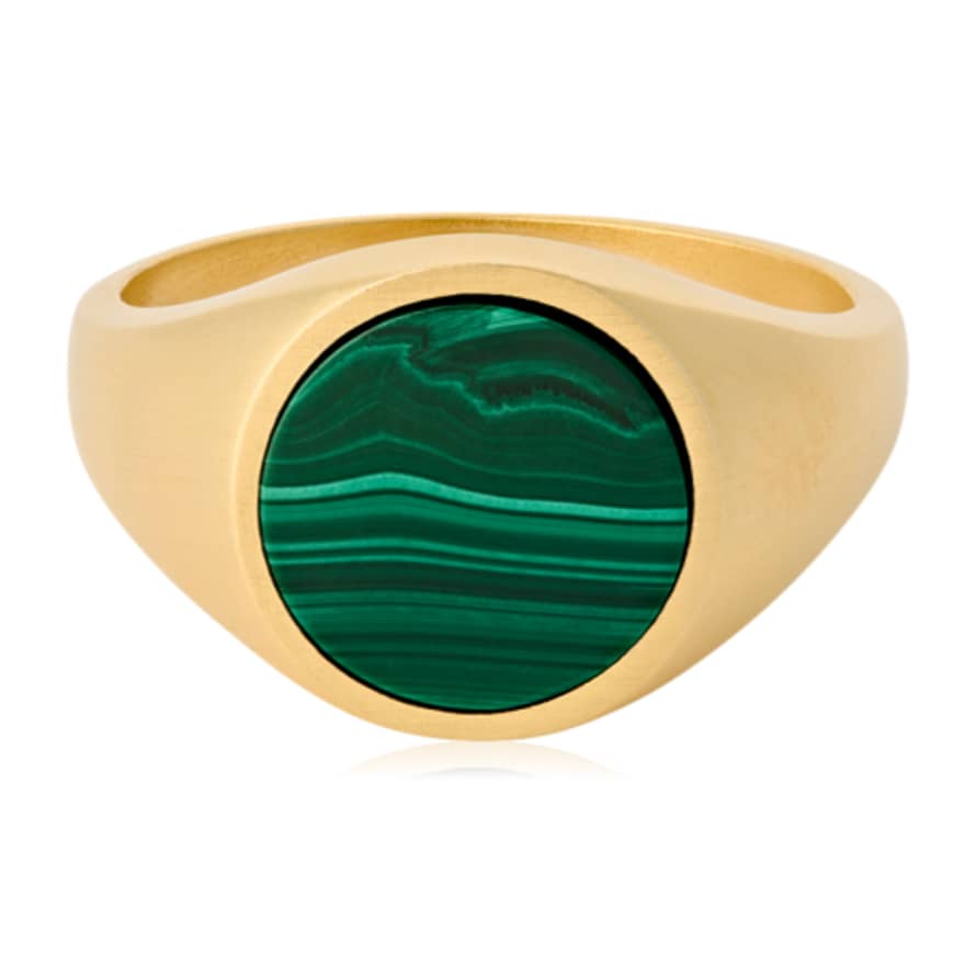 Pernille Corydon Malachite and Gold Forest Signet Ring