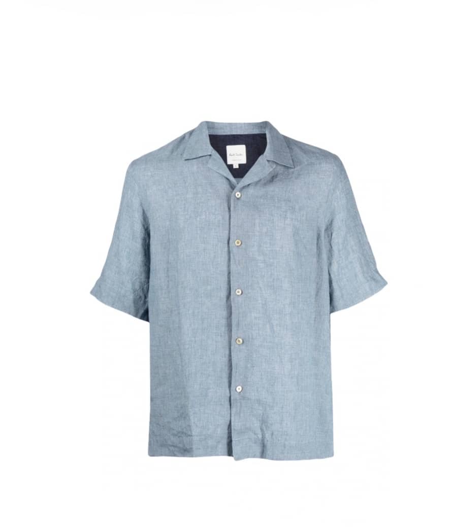 Paul Smith Short-Sleeve Linen Shirt Blue