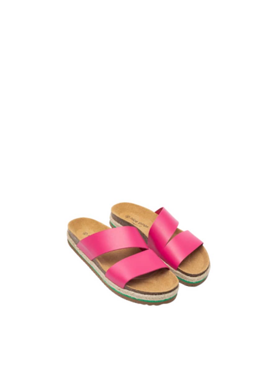 Nice Things Leather Bio Sandals In Rouge Fushsia