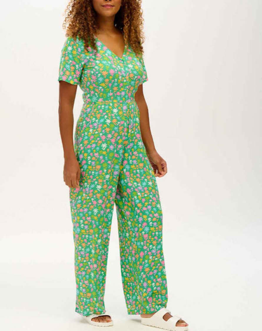 Lilac Rose Sugarhill Naomi Jumpsuit In Green, Soft Rainbow Floral