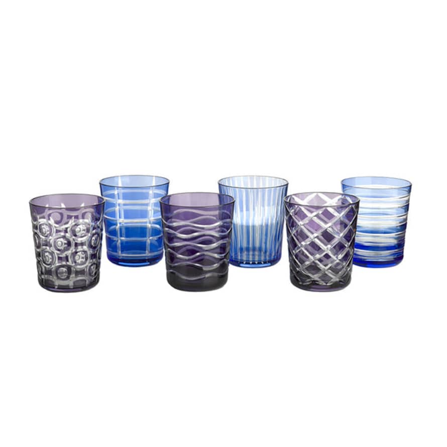 Luzio Concept Store Vasos Grabados Azul Cobalt Mix