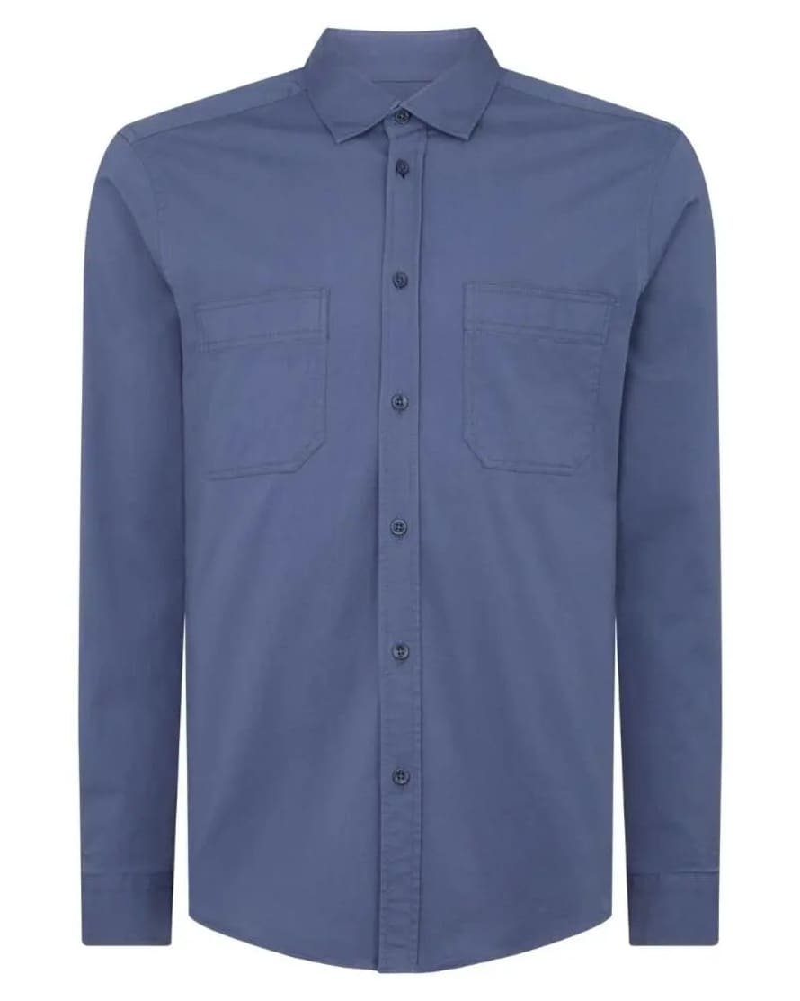 Remus Uomo Textured Collar Polo Shirt - Faded Blue