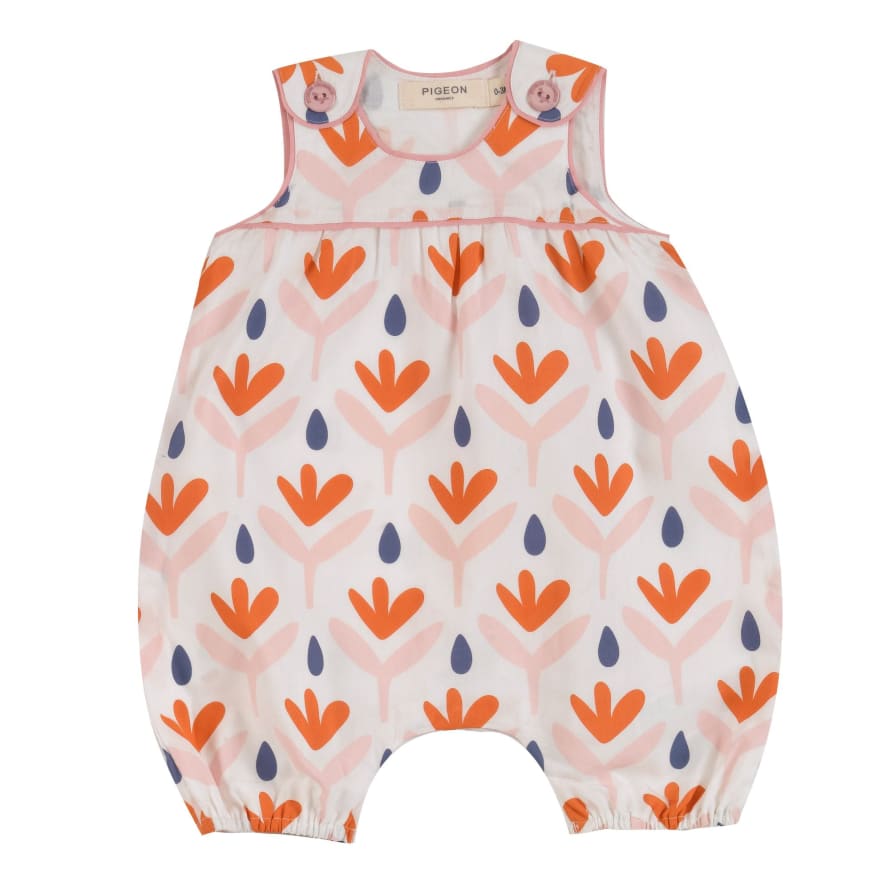 Pigeon Organics Baby Playsuit Floral - Orange