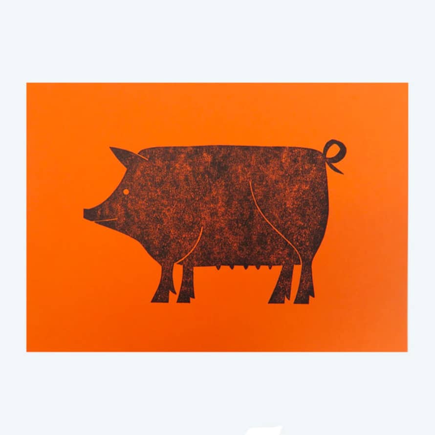 Claire Spencer Black Pig Collagraph Print