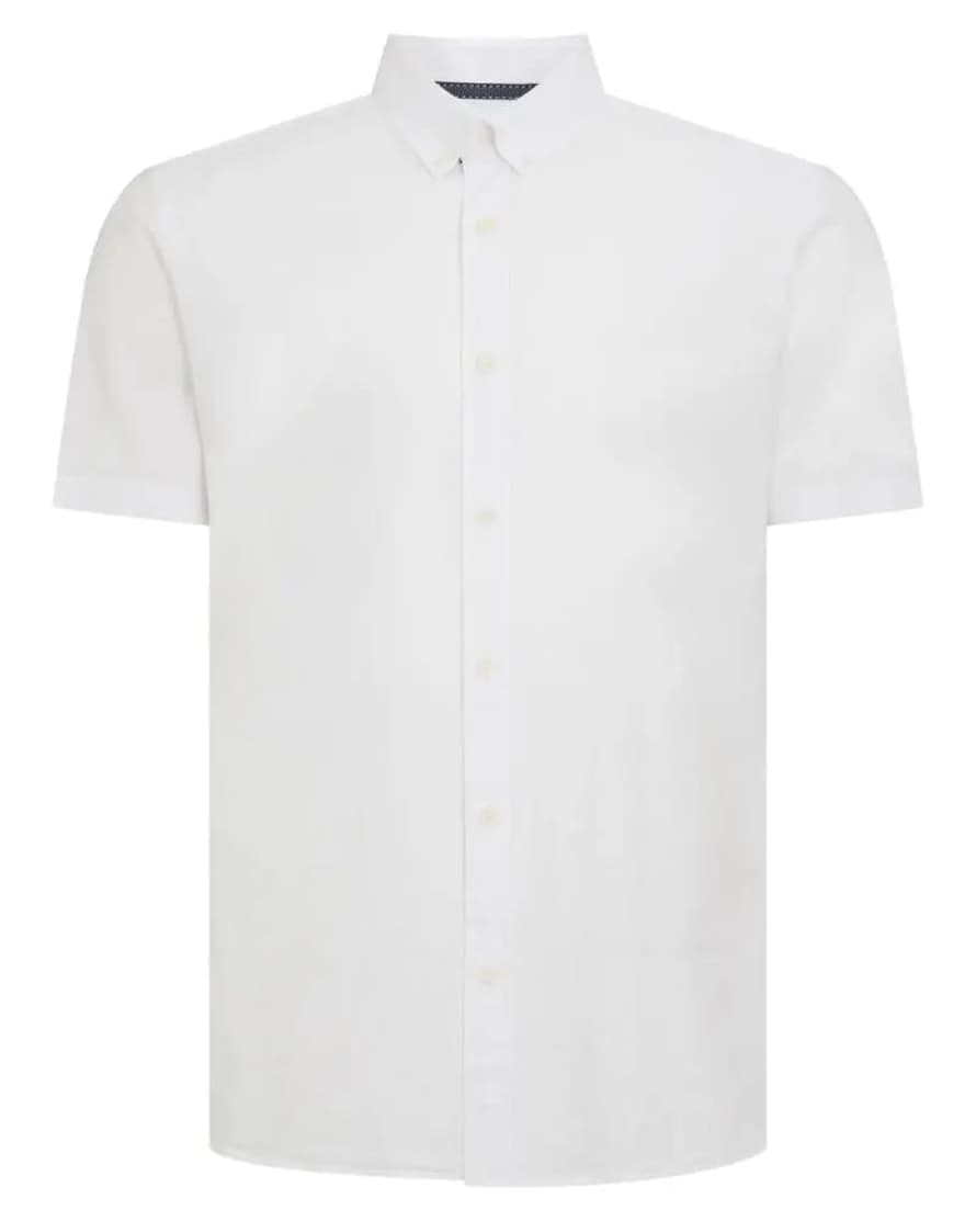 Remus Uomo Rome Linen Blend Short Sleeve Shirt - White