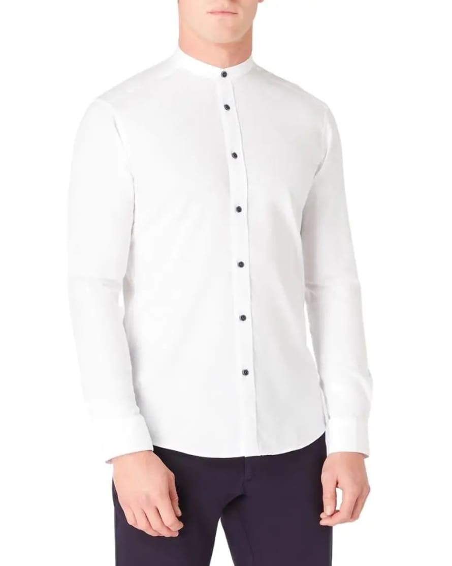 Remus Uomo Cole Grandad Collar Shirt - White