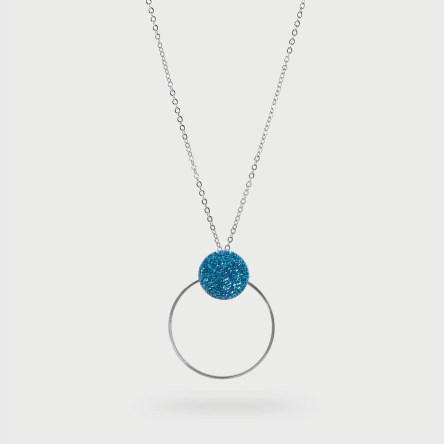Katerina Vassou  Long Silver and Blue Necklace 