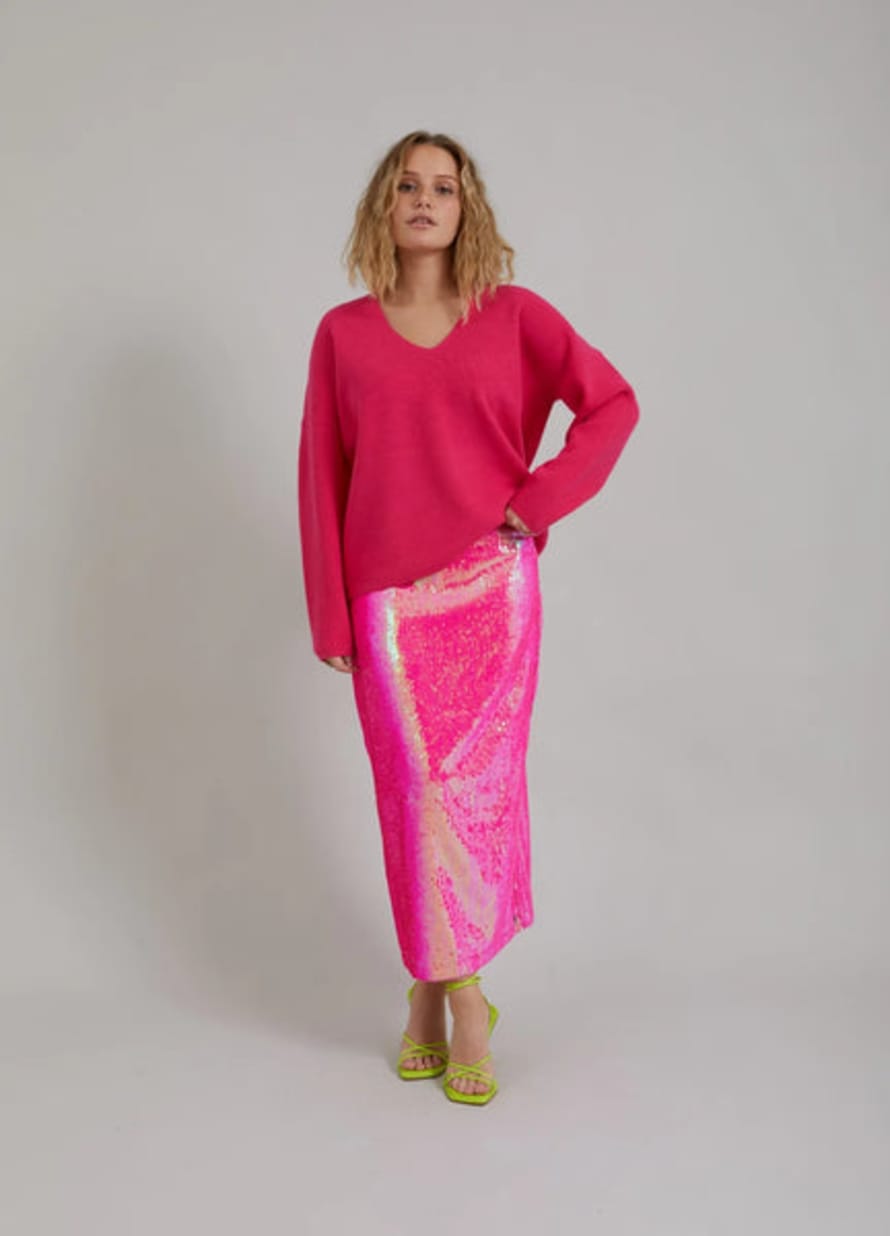 Coster Copenhagen Long Sequin Skirt - Neon Pink