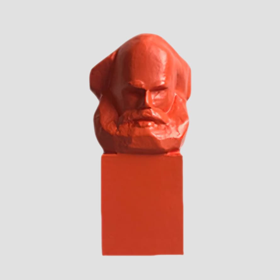 Sandra Rudolph Marx Reloaded - Karl Marx Sculpture Mini Bust Unique - Classic Collection Orange