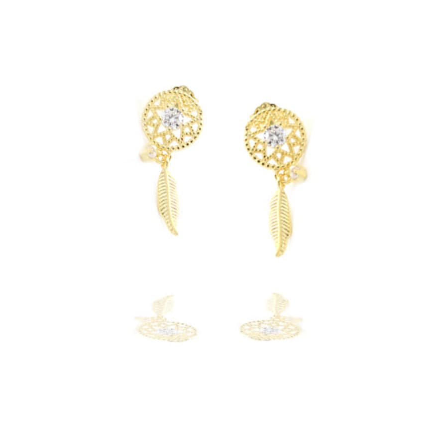 Curiouser Collection Gold Plated Dream Catcher Stud Earrings