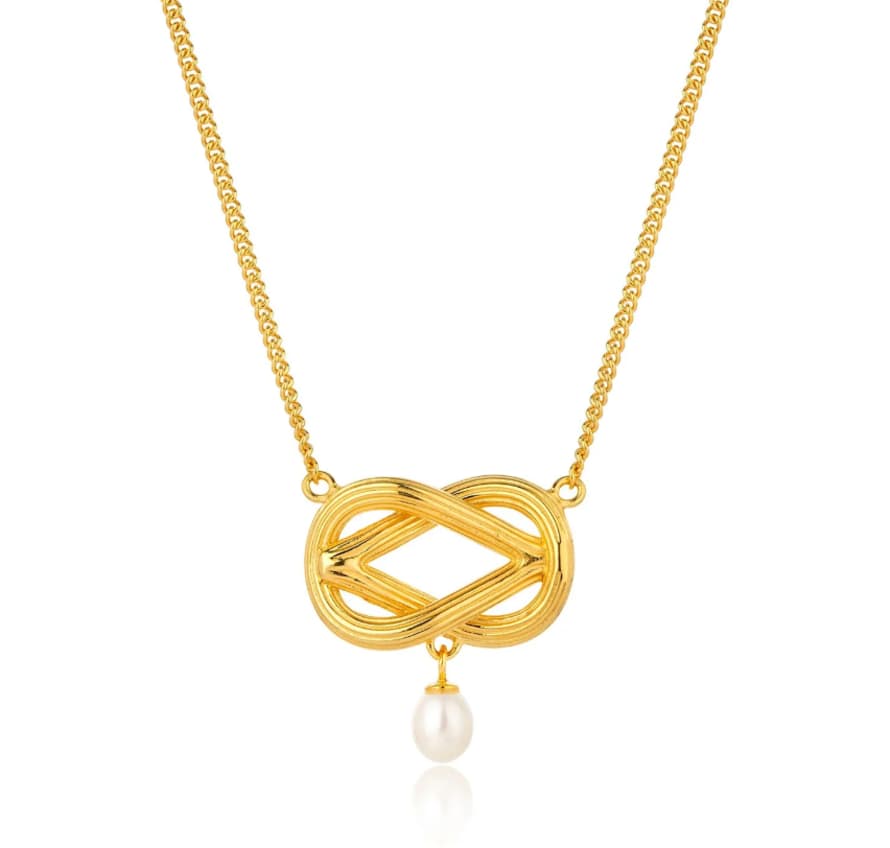 Claudia Bradby Gold Love Knot Pearl Necklace