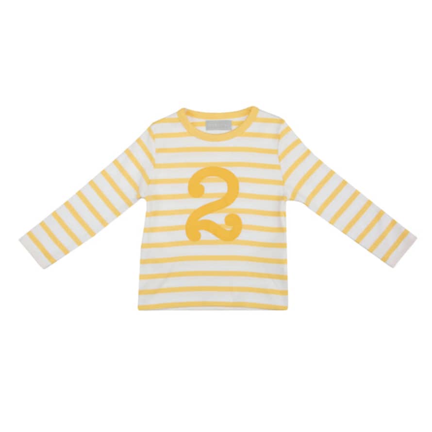 Bob and Blossom : Buttercup Yellow & White Striped Number T-shirt