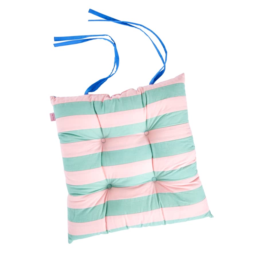 Rice by Rice Pink and Green Cotton Striped Seatpad