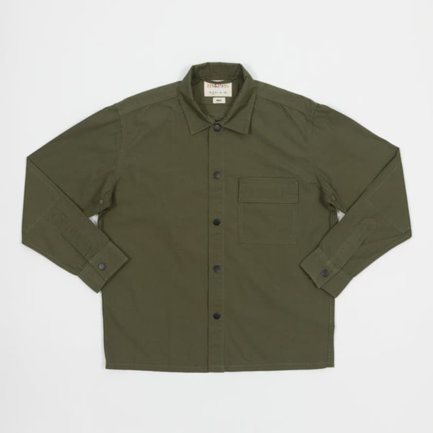 USKEES Lightweight Organic Cotton Overshirt in Olive Green