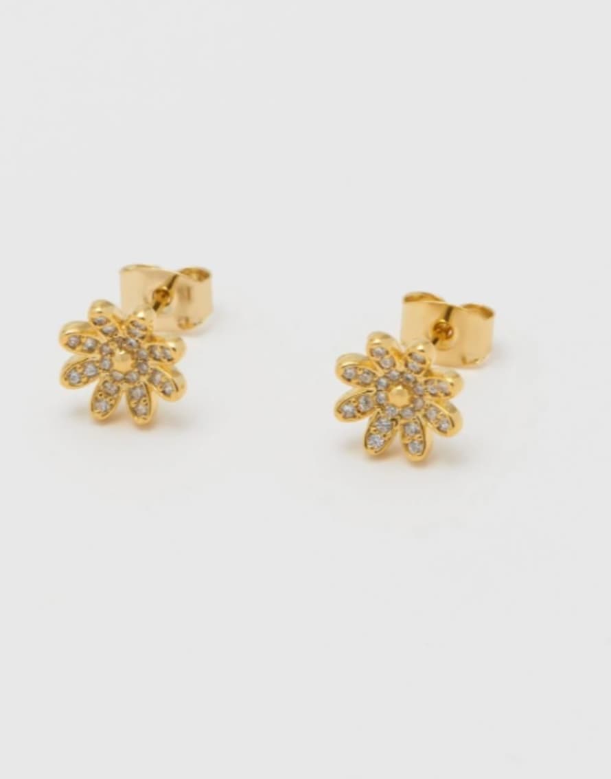 Estella Bartlett  Gold Daisy Wildflower Cz Stud Earrings