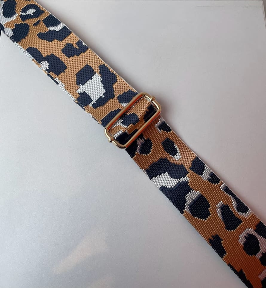 MSH Golden & Navy Leopard Bag Strap