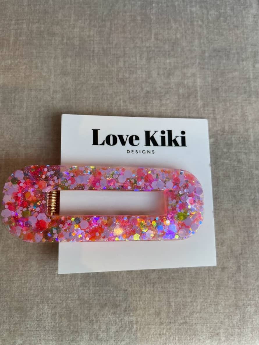 Love Kiki Pink Confetti Resin Barrette Hair Clip