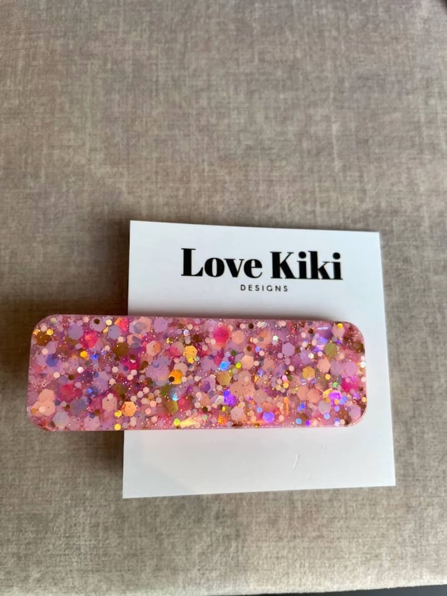 Love Kiki Pink Confetti Glitter Hair Clip