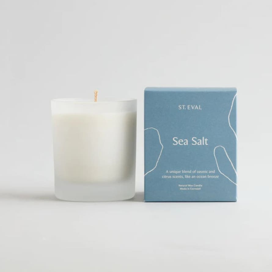 St Eval Candle In Glass Pot & Box - Sea Salt, Lamorna