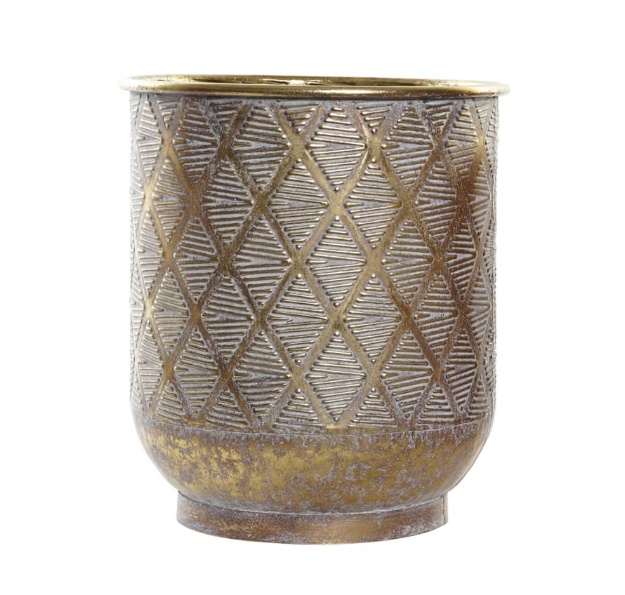 Joca Home Concept Small Metal Gold Flower Aged Pot
