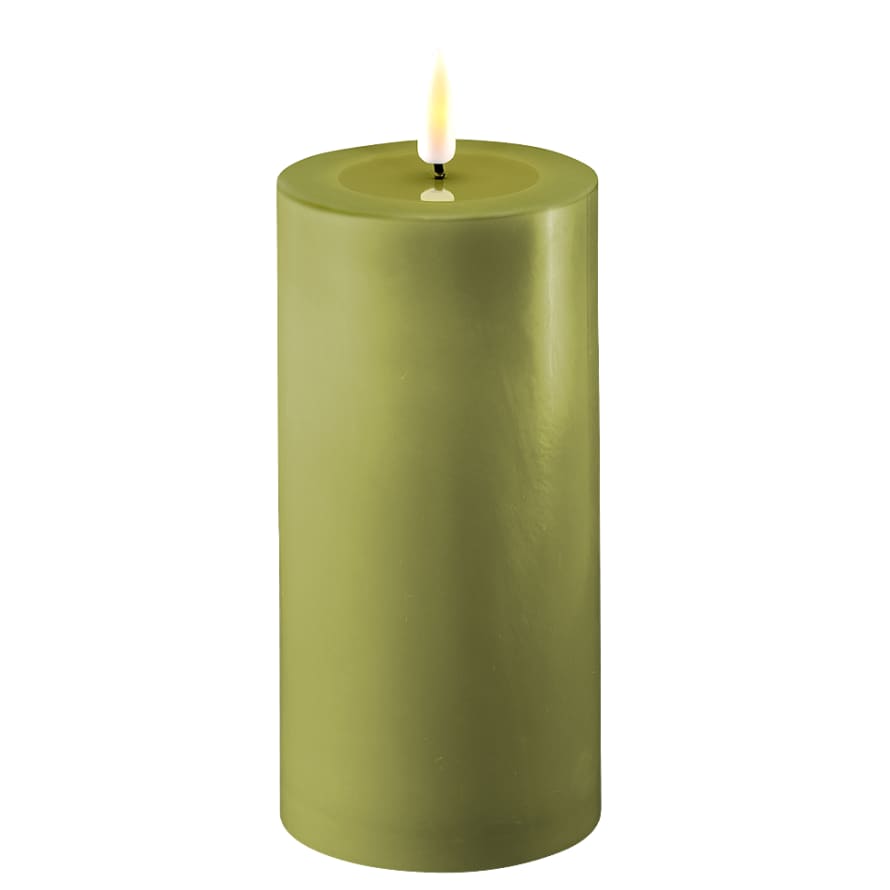 DELUXE Homeart 7.5 x 15 cm Olive Battery Operated LED Candle