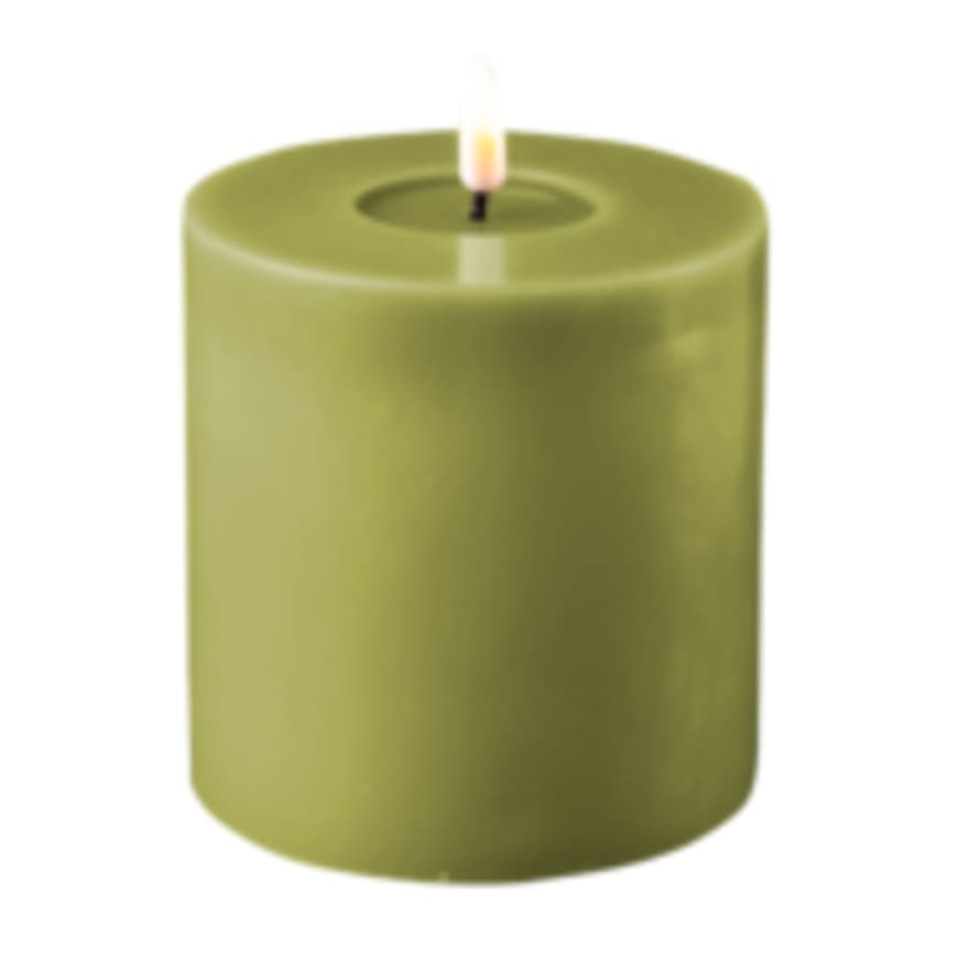 DELUXE Homeart 10 x 10 cm Olive Battery Operated LED Candle