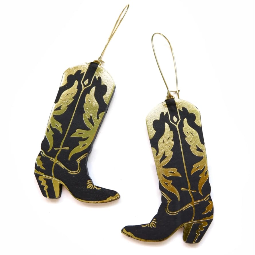 Rosita Bonita  Black Cowboy Boots Earrings