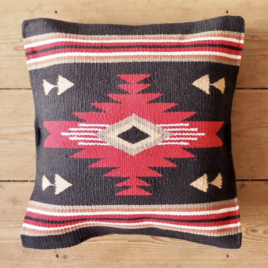 Hi Cacti Black Zapotec Style Woven Cushion Cover