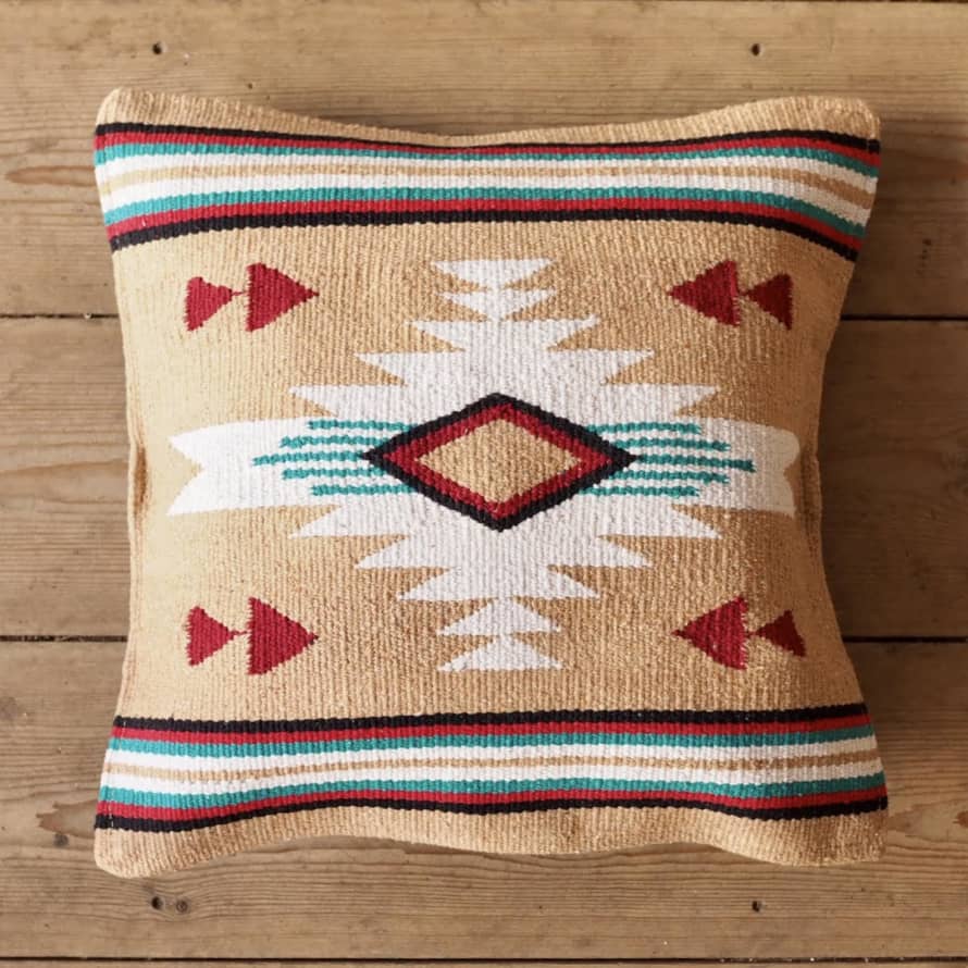 Hi Cacti Stone Zapotec Style Woven Cushion + Duck Feather Insert