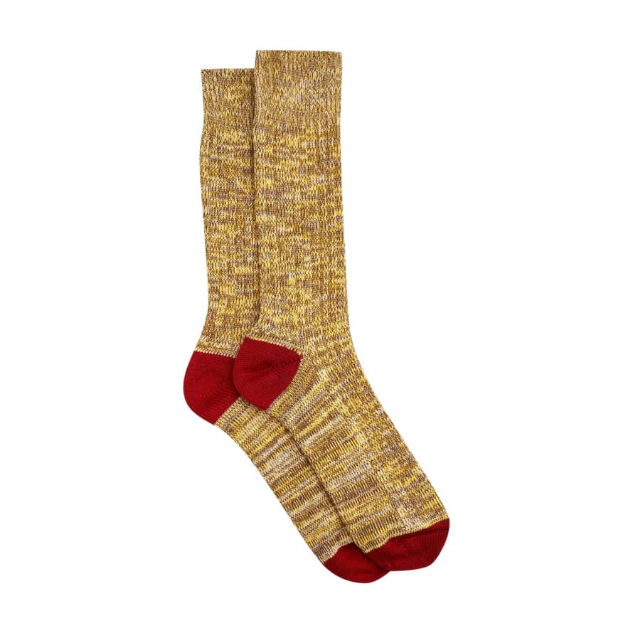 Burrows & Hare  Knitted Socks - Burgundy & Gold