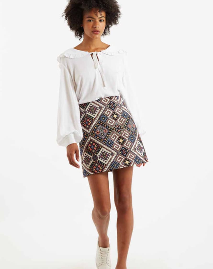 Lilac Rose Louche Aubin Tex Mex Jacquard A-line Mini Skirt In Multi