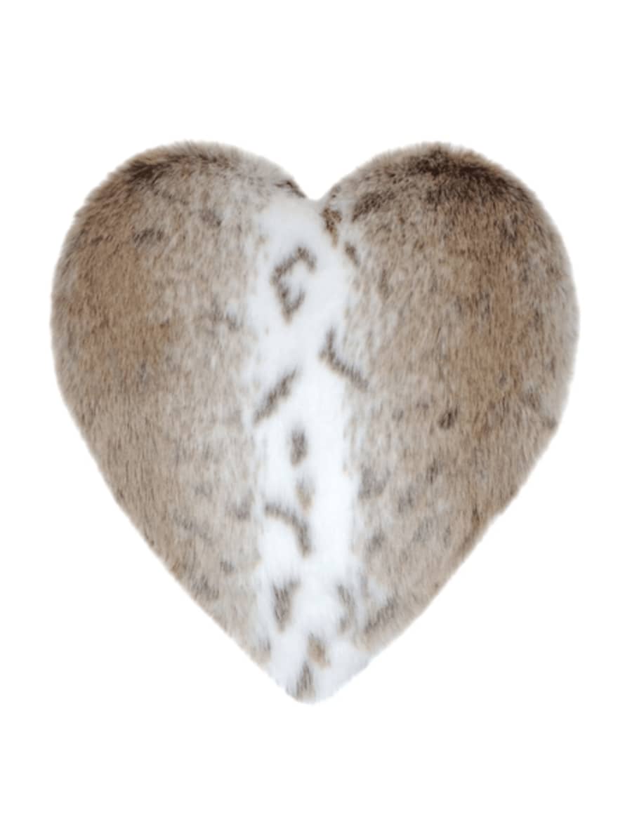 Helen Moore T Mini Lynx Animal Print Faux Fur Heart Shaped Blossom Cloud Cushion